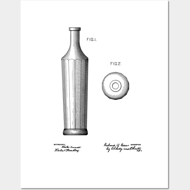 Bottle Design Vintage Patent Drawing Wall Art by TheYoungDesigns